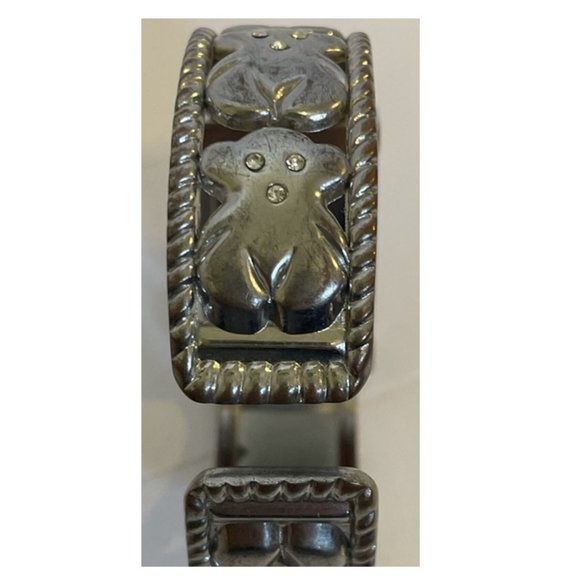 Silver Tone Pink Dial Monkey and Crystals Womens Cuff Watch Bracelet New Battery - Picture 7 of 10